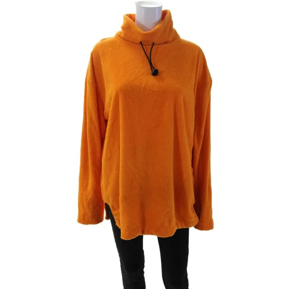 Urban Outfitters Womens Long Sleeve Mock Neck Knit Sweatshirt Orange Size Medium